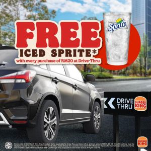 Burger King Drive-Thru FREE Iced Sprite (until 31 Mar 2024)