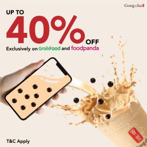 Gong Cha Up To 40% OFF Promotion on GrabFood & FoodPanda (March 2024)