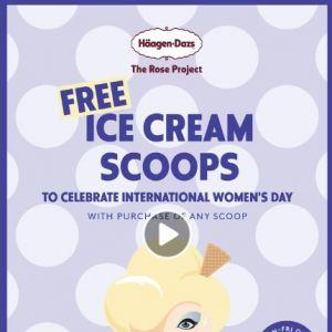 Haagen-Dazs International Women's Day FREE Ice Cream (8-29 Mar 2024)