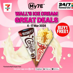 7-Eleven Wall's Ice Cream Buy 1 FREE 1 Promotion (4-17 Mar 2024)