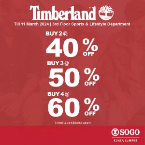 Timberland Sale Up To 60% OFF at SOGO KL (until 11 Mar 2024)