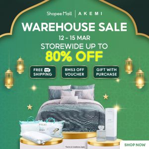 Akemi Warehouse Sale on Shopee: Up to 80% OFF + Free Shipping (12-15 Mar 2024)