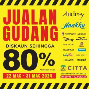 Audrey Warehouse Sale: Up To 80% OFF at CITTA Mall (22-31 Mar 2024)