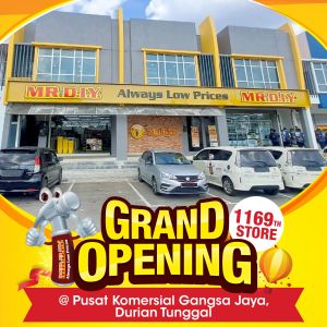 MR.DIY Pusat Komersial Gangsa Jaya, Durian Tunggal Grand Opening Promotion (29-31 Mar 2024)