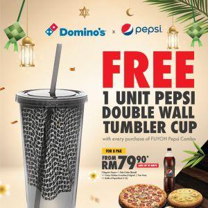 Domino's Promotion: FREE Pepsi Double Wall Tumbler Cup with Domino's PUYOH Pepsi Combo (1 Apr 2024 onwards)