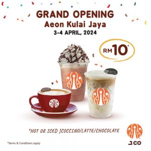 JCO AEON Kulai Jaya Grand Opening Promotion: Premium Drinks & Donut Deals (3-4 Apr 2024)