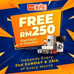 AEON BiG FREE Electrical e-Voucher Promotion Up to RM250 (14 Apr 2024)