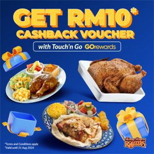 Kenny Rogers Roasters Get RM10 Cashback Voucher with TNG eWallet Gorewards (until 31 Aug 2024)