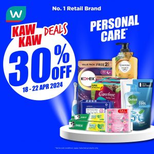 Watsons Personal Care 30% OFF Promotion (18-22 Apr 2024)