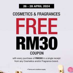 Get a FREE RM30 Coupon at SOGO Cosmetics & Fragrance Event | April 26-28, 2024