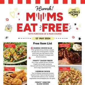 Mother's Day Special at TGI Fridays - Moms Eat FREE with Main Course Purchase! (May 12, 2024)