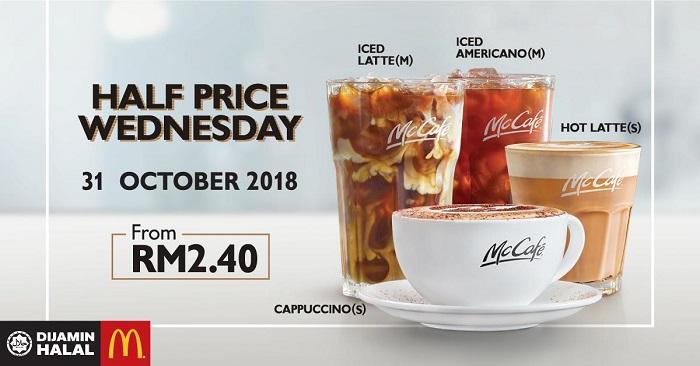 McDonald's Half Price Wednesday (31 October 2018)