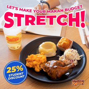 Save 25% at Kenny Rogers Roasters - Student Discount Available Weekdays 2-6 PM!