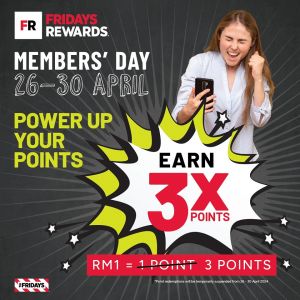 Earn Triple Points at TGI Fridays Members' Day – Limited Time Offer (April 26-30, 2024)