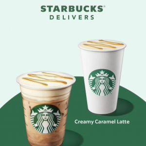 Indulge in Starbucks Creamy Caramel Latte - Exclusively on Delivery Apps!