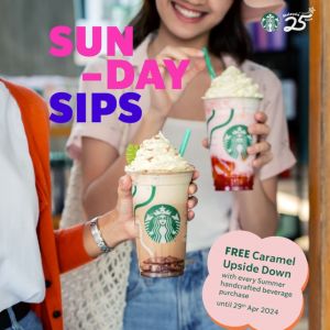 Get a FREE Caramel Upside Down at Starbucks with Every Summer Beverage Purchase! (until 29 April 2024)