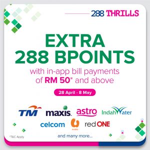 Pay Your Bills with B Infinite and Earn 288 Extra BPoints - April 28 to May 8, 2024!