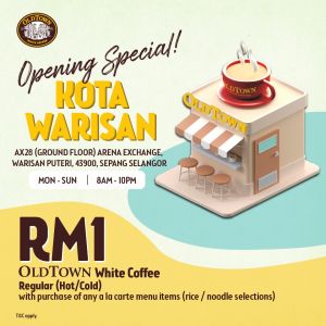 Join the Grand Opening of OldTown Kota Warisan: Exclusive RM1 Coffee Offer Until May 31, 2024!