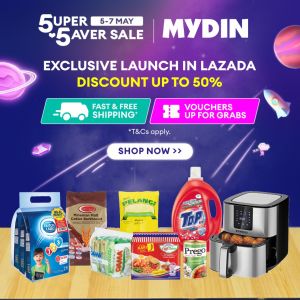 MYDIN 5.5 Sale on Lazada: Get RM20 Off with Minimum Spend (May 5-7, 2024)