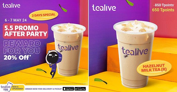 Tealive 5.5 Promo After Party: Get 20% Off and Lower Points Cost (May 6-7, 2024)