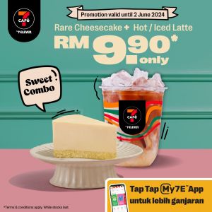 7-Eleven 7CAFe Promotion: Rare Cheesecake + Hot/Iced Latte for RM9.90 until 2 June 2024
