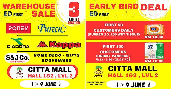 Warehouse Sale at Citta Mall: Amazing Deals from 1-9 June 2024