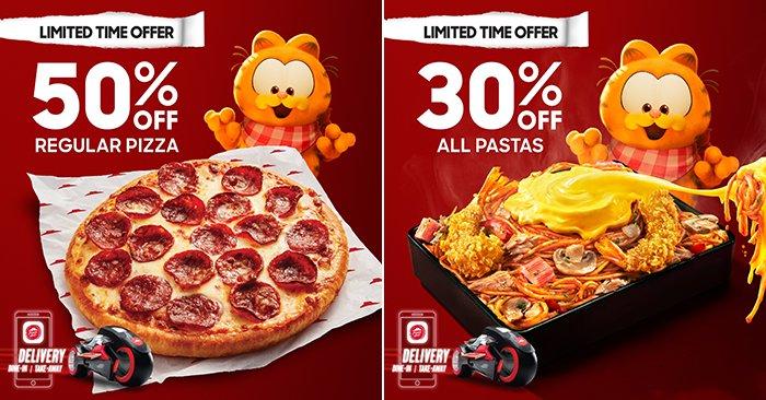 Pizza Hut Malaysia Promotion: 50% Off Pizzas & 30% Off Pastas with Garfield!