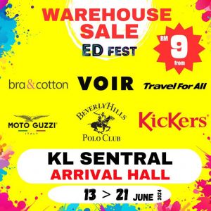 Unmissable ED Fashion Warehouse Sale & Kids Fest at KL Sentral Arrival Hall from 13-21 June 2024