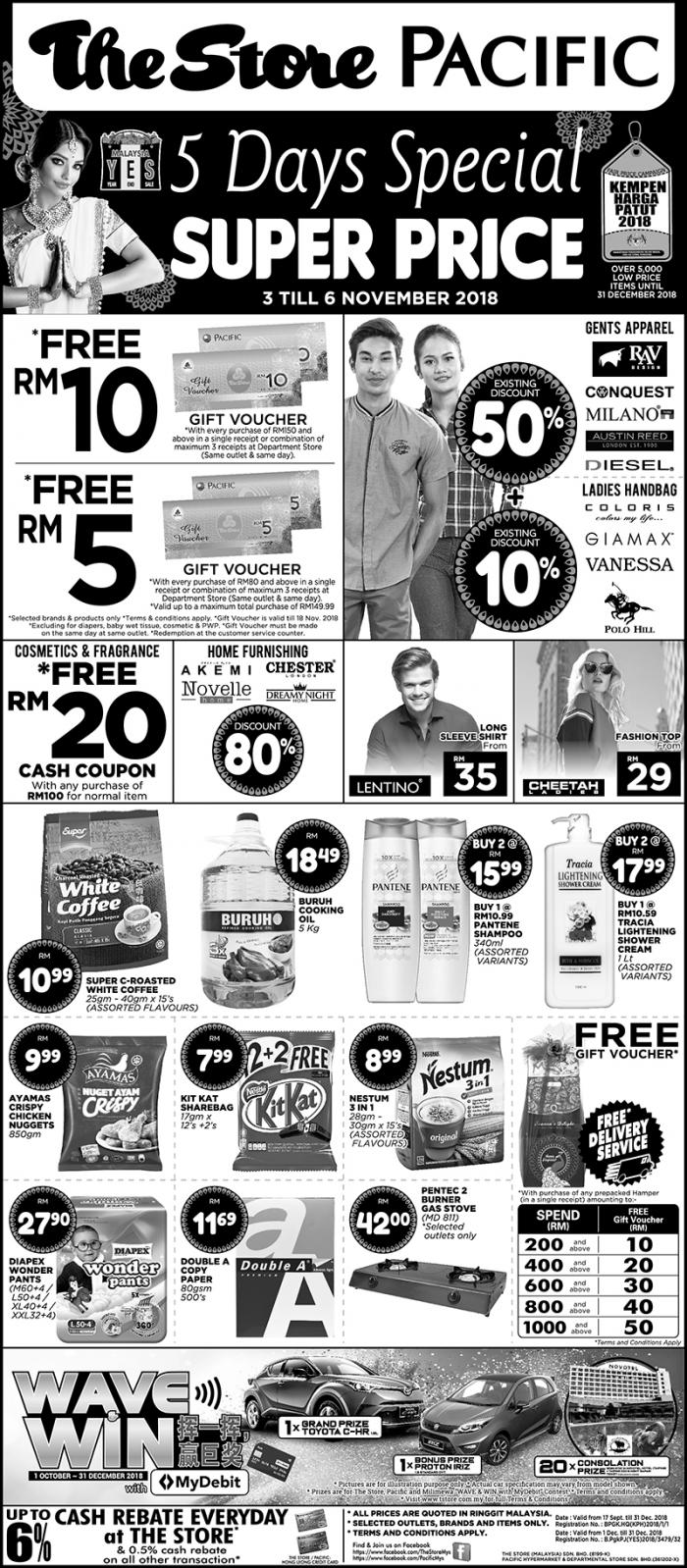 The Store and Pacific Hypermarket Super Price Promotion (3 November 2018 - 6 November 2018)
