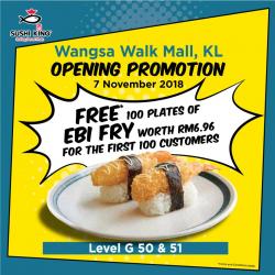 Sushi King Wangsa Walk Mall Opening Promotion Free EBI FRY (7 November 2018)
