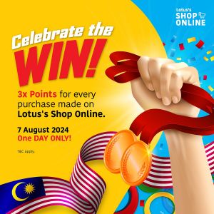 Celebrate the Win with Lotus's Online Promotion: Earn 3x Points on Every Purchase on 7 August 2024!
