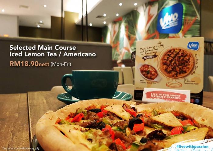 Vivo Pizza Main Course + Americano or Iced Lemon Tea at only RM18.90nett