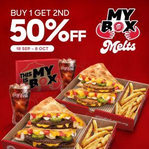 Pizza Hut Promotion: Buy 1 MyBox Melts and Get 50% Off Your 2nd MyBox (18 September - 8 October 2024)