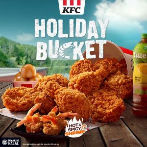 KFC Holiday Bucket: Fiery Shrimp & Crispy Chicken Feast!  Celebrate with Flavor!
