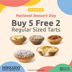 Hokkaido Baked Cheese Tart National Dessert Day Promotion: Buy 5 Free 2 Tarts (14-18 October 2024)