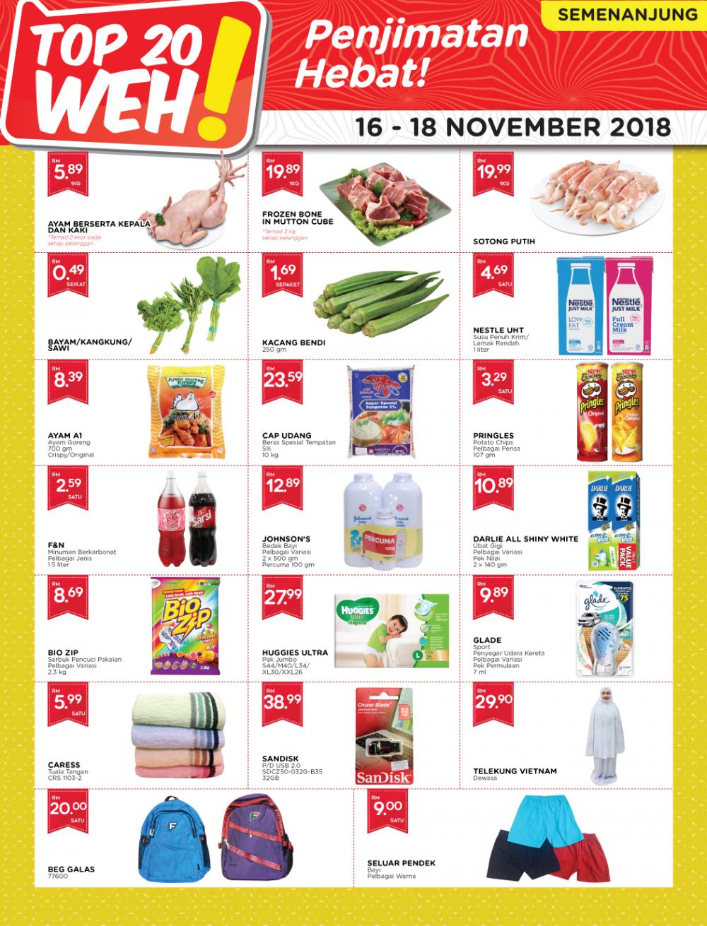 MYDIN TOP 20 WEH Promotion (16 November 2018 - 18 November 2018)
