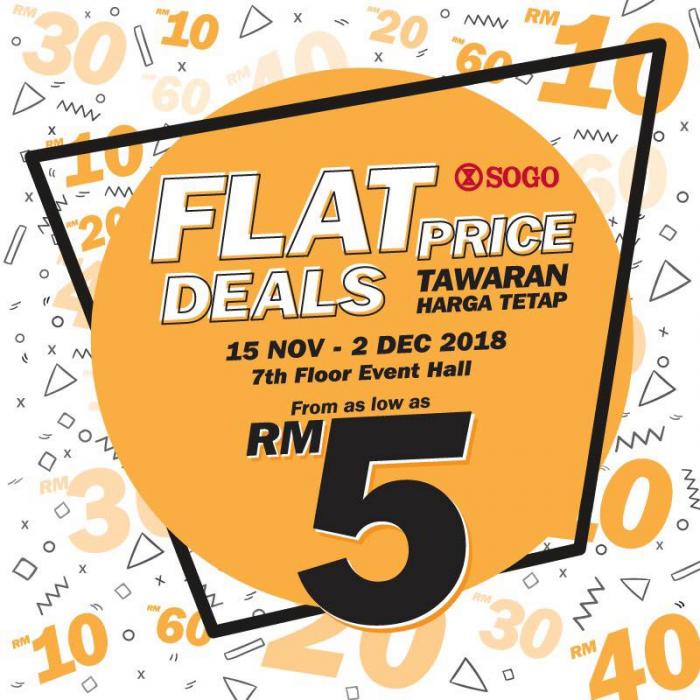 SOGO Flat Price Deals As Low As RM5 (15 November 2018 - 2 December 2018)