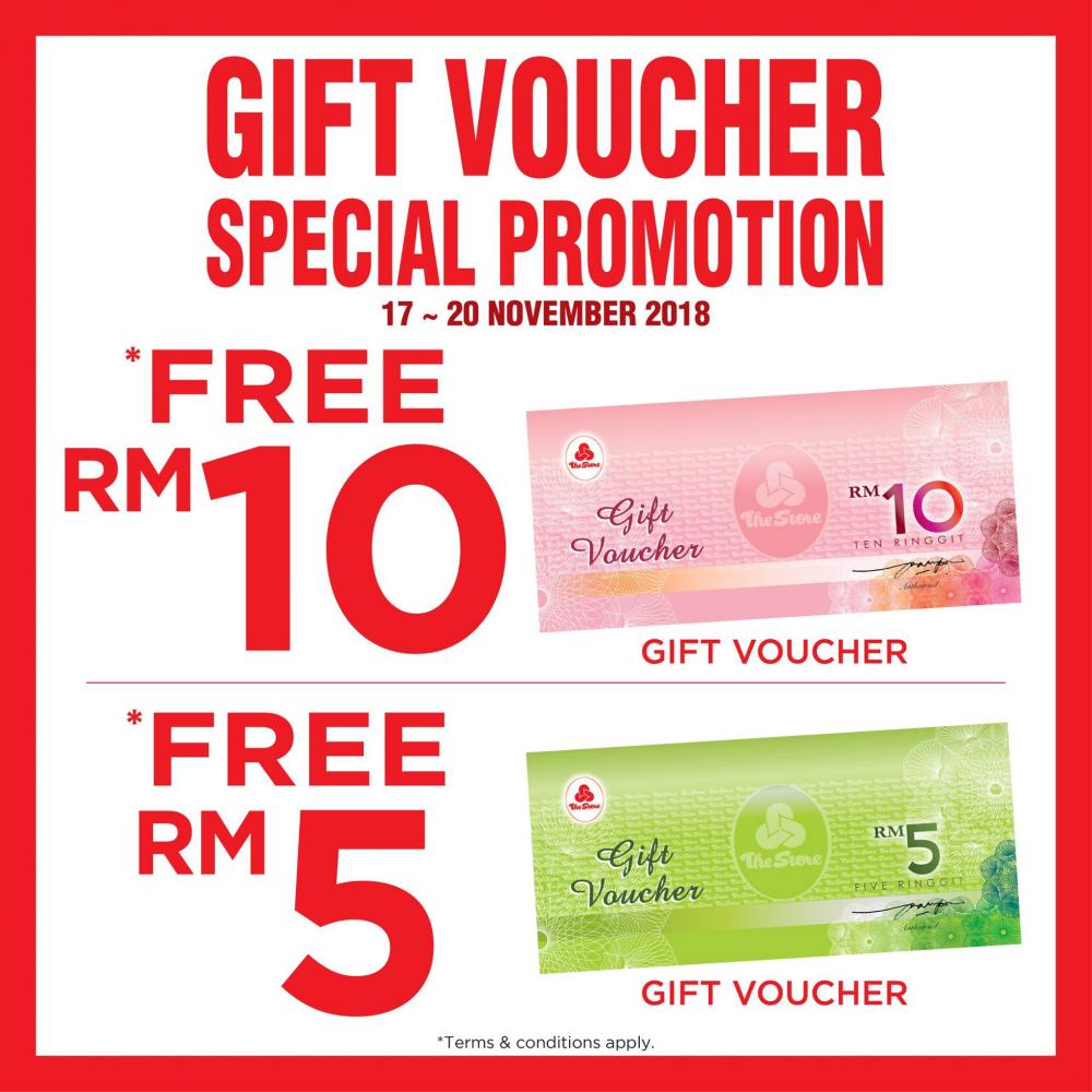 The Store and Pacific Hypermarket Special Promotion FREE RM5 & RM10 Gift Voucher (17 November 2018 - 20 November 2018)