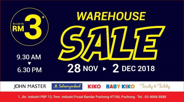 KIKO & BABY KIKO Warehouse Sale As Low As RM3 at Puchong (28 November 2018 - 2 December 2018)