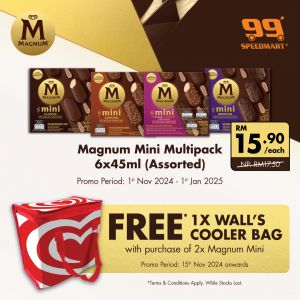 99 Speedmart Wall's Magnum Mini Promotion: RM15.90 & FREE Cooler Bag (15 Nov 2024 Onwards)