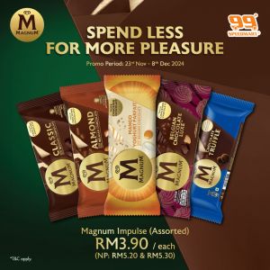 99 Speedmart Magnum Ice Cream Promotion - Only RM3.90 (23 Nov - 8 Dec 2024)