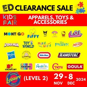 ED Warehouse Clearance Sale at Cheras Leisure Mall (29 Nov - 8 Dec 2024) – Huge Discounts on Kids’ Items!