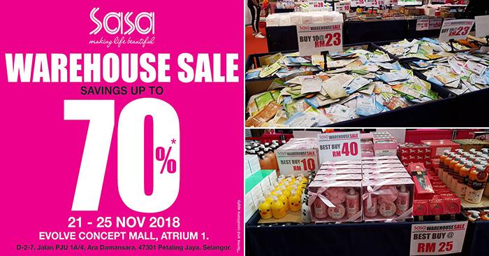 SaSa Warehouse Sale Up To 70% OFF at Evolve Concept Mall (21 November 2018 - 25 November 2018)