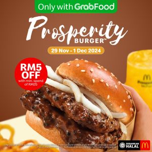 McDonald’s Prosperity Burger GrabFood Promotion – RM5 OFF (29 Nov - 1 Dec 2024)