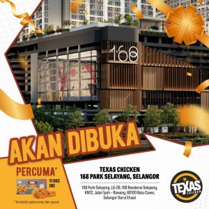 Texas Chicken 168 Park Selayang Opening Promotion: Free Chicken & RM5 Vouchers on 11 Dec 2024!