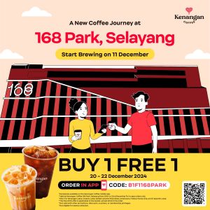 Kenangan Coffee 168 Park Selayang Grand Opening – Buy 1 Free 1 Coffee Promo (20-22 December 2024)