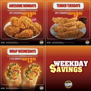 Texas Chicken Weekday Promotion: RM19.99 Chicken & More Deals (Mon-Wed)