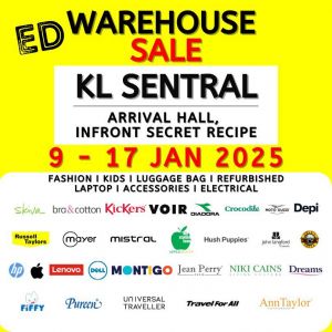 ED Warehouse Sale at KL Sentral (9-17 Jan 2025): Up to 90% Off on Over 35 Brands!