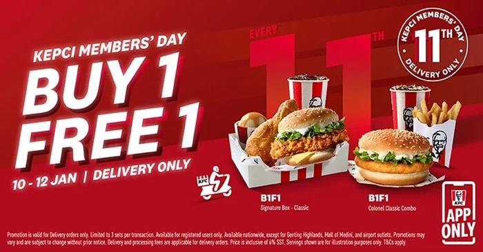KFC Buy 1 FREE 1 Promotion (10–12 Jan 2025): Don’t Miss Kepci Members’ Day!