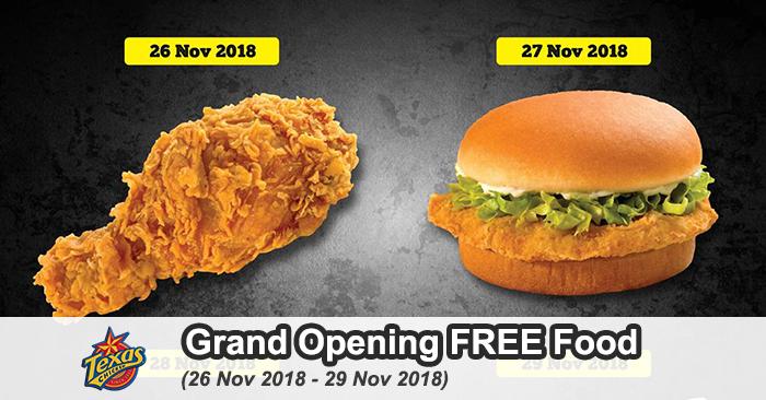 Texas Chicken Caltex Sungai Petani Opening Promotion FREE Food (26 November 2018 - 29 November 2018)
